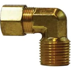 00069-0604-001 - Brass Elbow Fitting, 3/8 In Compression X 1/4 In Mpt, 200 Psi, -65 To 250 °F 1
