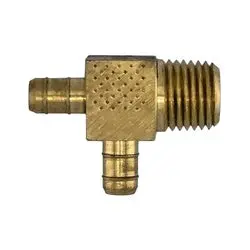 07071-0202 - Brass Mini Run Tee, 1/8-In Mini Barb X 1/8-In Male Nptf X 1/8-In Mini Barb 1