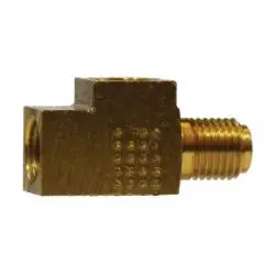 08605 - Brass Towed Trailer Brake Tee - 3/16 In Inverted Flared X 3/16 In Inverted Flared X 3/16 In Male Threaded 1