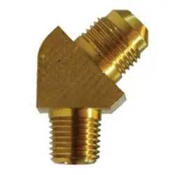 10455B - 45° Brass Barstock Elbow - 1/2 In Male Flared X 3/8 In Male Nptf 1