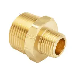 123-42 - 1 In Brass Reducing Hex Nipple, 1/4-In Male Nptf X 1/8-In Male Nptf 1