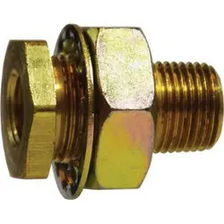 129A-55613 - 3/8 In Fpt X 1/2 In Mpt Brass Bulkhead Fitting, Length 1-7/8 In 1