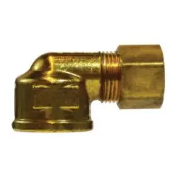 18267 - 90-Degree Elbow Fitting 1/4 In Compression To 3/8 In Fnptf, Forged Brass 1
