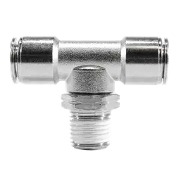 20106Nic - Nickel-Plated Brass Swivel Branch Tee - 1/4-In Push-To-Connect X 1/4-In Push-To-Connect X 1/4-In Male Npt 1