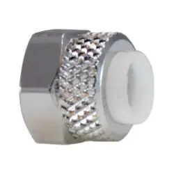 20453 - 3/8 In Tube Od Brass Nut With Plastic Sleeve, 1/2-24 Thread, Chrome Plated 1