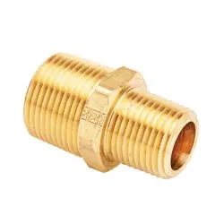 23325X6x4 - Brass Reducing Hex Nipple - 3/8-In Male Nptf X 1/4-In Male Nptf, 1.41 In Length 1