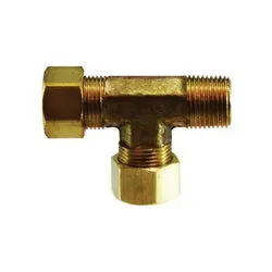 26279 - Brass Captive Sleeve Run Tee Fitting 3/8 In Compression X 1/4 In Mip X 3/8 In With Nut 1
