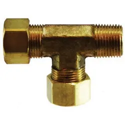 26281 - Forged Brass Tee Fitting With Captive Sleeve Nut - 1/2 In Compression X 1/2 In Compression X 3/8 In Mip 1