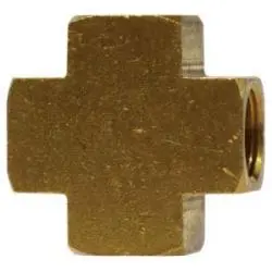 28043 - Brass Barstock Pipe Cross Fitting, 3/8-In Female Nptf, 1200 Psi, -65 To 250 °F 1