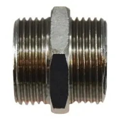 28802 - Brass Hex Nipple Fitting, 1/4-In Male Bsp X 1/4-In Male Bsp, Nickel Plated 1