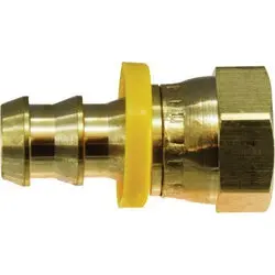 30428 - Brass 3/4 In Push-On Hose Barbed X 5/8 In Female 45 Deg Sae/37 Deg Jic Swivel Connector, 2.33 In Length 1