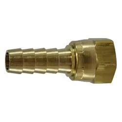 32338C - 3/4-In Hose Barb X 3/4-In Female Jic Crimp-Style Swivel Adapter, Machined Brass 1