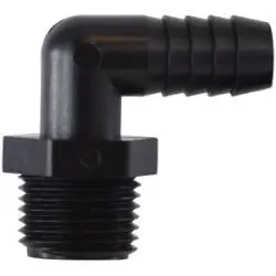 33048P - Polypropylene 90-Degree Elbow Fitting, 1/2 In Hose Barbed X 1/4 In Mip 1