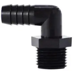33309B - 90° Elbow Fitting, 1/4 In Barbed X 3/8 In Mip, Polyethylene, 125 Psi, -65 To 190°F 1