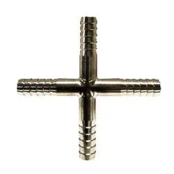 34635T - 1/4 In Barbed Thinwall Cross Fitting - 304 Stainless Steel, Max Pressure 150 Psi 1