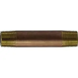 40044 - 3 In Seamless Lead-Free Red Brass Pipe Nipple, 3/8 In Mpt X 3/8 In Mpt 1