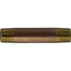 40051 - 3/8 In Mpt X 3/8 In Mpt Lead-Free Red Brass Seamless Pipe Nipple, 7 In Long 1