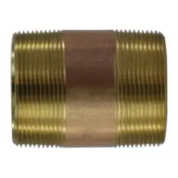 40160 - 2 In X 2 In Red Brass Seamless Nipple, Ansi B1.20.1, 210-540 Psi 1
