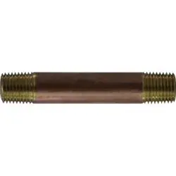 42027 - 1/4 In X 1/4 In Red Brass Nipple Fitting, 4.5 In Length, Sch 80/Xh 1