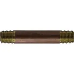 42028 - 1/4 In Mpt X 1/4 In Mpt Red Brass Nipple Fitting, 5 In Long 1