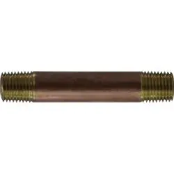42029 - 1/4 In Mpt X 1/4 In Mpt Red Brass Nipple Fitting, 5-1/2 In Long 1