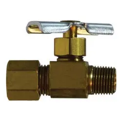 46002X - 1/4 X 1/8 In Brass Heavy Pattern Needle Valve With Steel Handle, 1.29 In Length 1