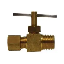 46003 - 1/4 X 1/4 In Brass Needle Valve, Compression X Mip, 150 Psi, 1.27 In Length 1