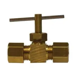46023 - 3/8 In Compression Brass Needle Valve, 1.15 In Top To Inlet Center 1
