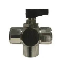 46680 - 1/8 In 3-Way Mini Ball Valve, Brass, Fip Connection, Chrome-Plated Finish 1