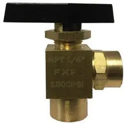 46878 - 1/4 In Fpt X Fpt Brass Angle Ball Valve, 1500 Psi Wog, -40 To 300°F 1