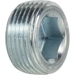5406Flp1 - Steel 1/16 In Male Pipe Flush Hollow Hex Plug, Thread Size 1/16-27 1