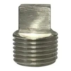 62653B1 - 1/2 In Mpt 304 Stainless Steel Barstock Square Head Plug, 1/2-14 Thread, 1000/3000 Lb Pressure Class 1