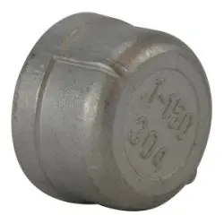 63481 - 4 In Female Pipe Thread Cap, 316 Stainless Steel, 150 Lb Class 1
