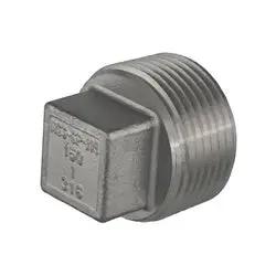 63672Ms - 3/8-In Mpt Stainless Steel Solid Square Head Plug, Asme B31 Compliant 1