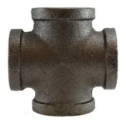 65393 - 1/2 In Fpt Malleable Iron Cross Fitting, Ansi B16.3, 150 Psi, -20 To 350°F 1