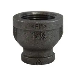 65447 - 1-1/2 In X 1/2 In Fpt Reducing Coupling, Malleable Iron, Black Finish 1