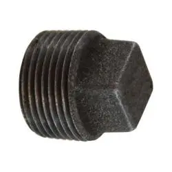65651 - 1/4 In Mpt Cored Square Head Plug, Black Malleable Iron, 0.76 In X 0.38 In 1