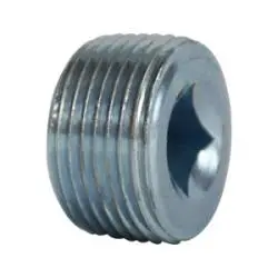66636 - 1-1/4 In Mnpt Steel Square Socket Countersunk Plug, Zinc-Plated, 150 Lb Pressure Class 1