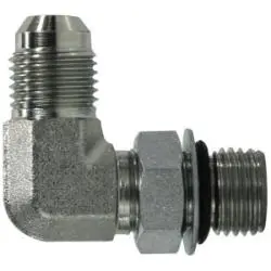 6801Nwo86 - 90-Degree Steel Elbow Fitting, 1/2 In Male Jic To 3/8 In Male O-Ring Boss 1