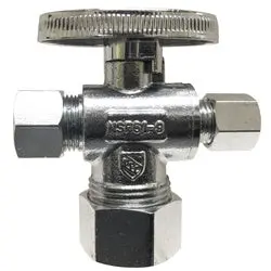 746439 - 5/8 X 3/8 X 1/4-In Brass 3-Way Supply Stop With Chrome Finish 1
