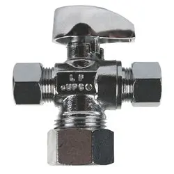 746440Mh - 5/8 X 3/8 X 3/8-In Chrome-Plated Lead-Free Brass 3-Way Supply Stop With Quick-Turn Handle 1