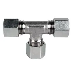 D2603-L10-L10-L10 - 41.58 Mm Steel Union Tee With L10 Metric Bite Type Connections 1