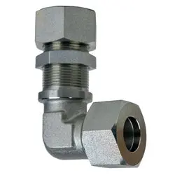 D2701-Ln-S25-S25 - 90-Degree Elbow Bulkhead Union S25 X S25 Steel Fitting 1