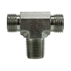 Fs26011616 - Steel Branch Tee - 1-In Male O-Ring Face Seal X 1-In Male O-Ring Face Seal X 1-In Male Nptf 1