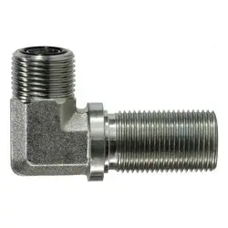 Fs270144 - 90-Degree Steel Bulkhead Union Elbow Fitting, 1/4 Inch Male O-Ring Face Seal, Thread Size 9/16 - 18 1