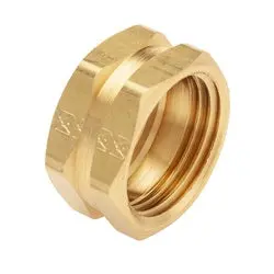 Ghnh - 3/4 In Female Connection Brass Hex Nut, 1.18 In Hex Size, 0.61 In Length 1