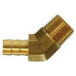 He1-45-8B - 1/2" Hose Barb To 1/4" Male Nptf Brass 45-Degree Elbow Fitting 1