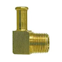 He1b-8C - Brass 90-Degree Male Elbow Fitting - 1/2 In Hose Barb X 3/8 In Male Nptf 1