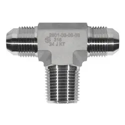 Ss2601-06-06-06 - 3/8" Stainless Steel Branch Tee With 2 Male Jic And 1 Male Nptf Connectors 1