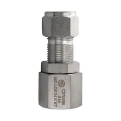 Ssc270544 - 1/4-In Tube X 1/4-In Female Npt 316 Stainless Steel Mid-Lok Bulkhead Union Fitting 1
